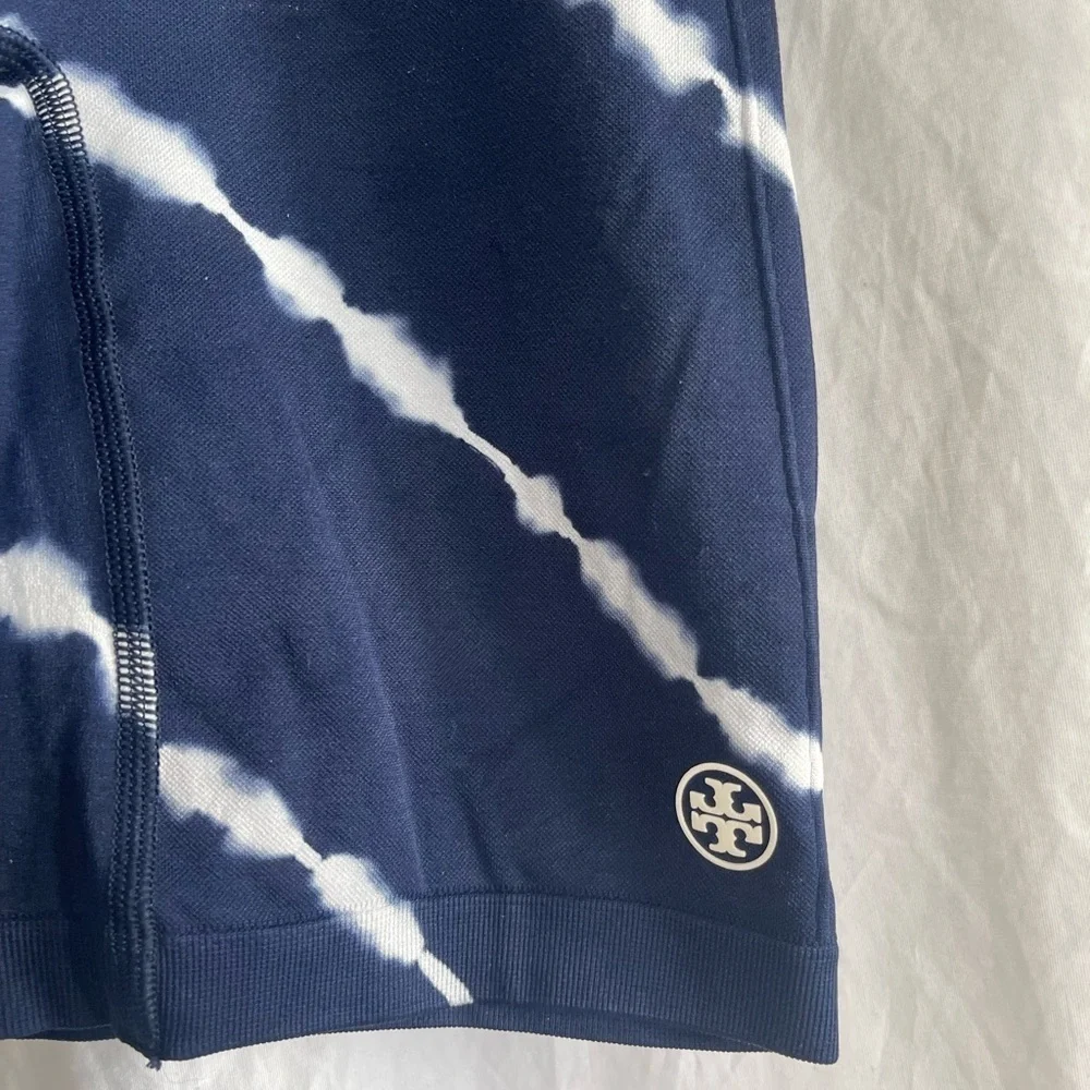 Tory Burch Tory Sport Tie-Dye Biker Shorts Navy High-Waisted Gym Shorts Size S